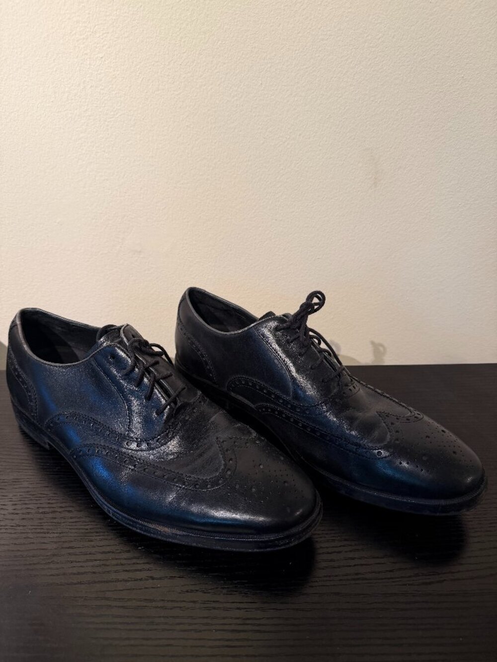 Cole Haan Men’s 10M Black Leather Wingtip Brogue Oxford Dress Shoes